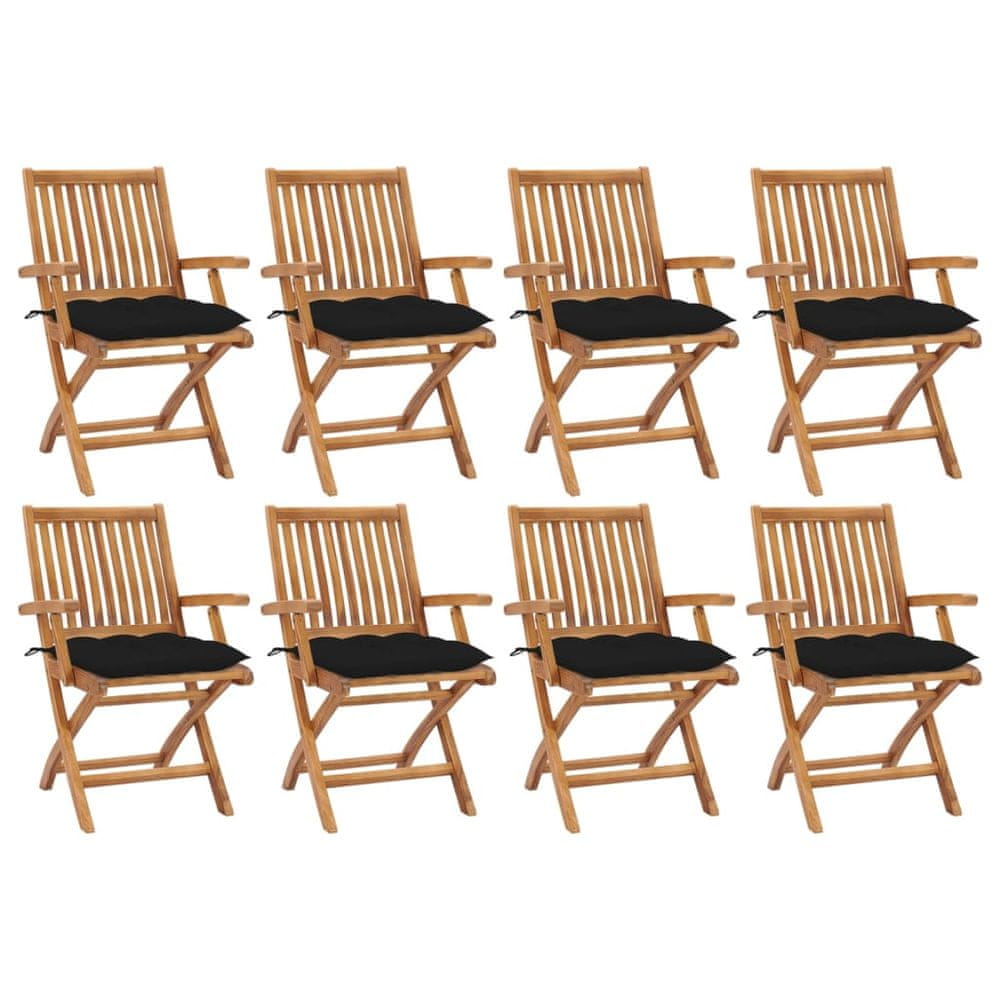 Petromila vidaXL Skladacie záhradné stoličky s podložkami 8 ks tíkový masív